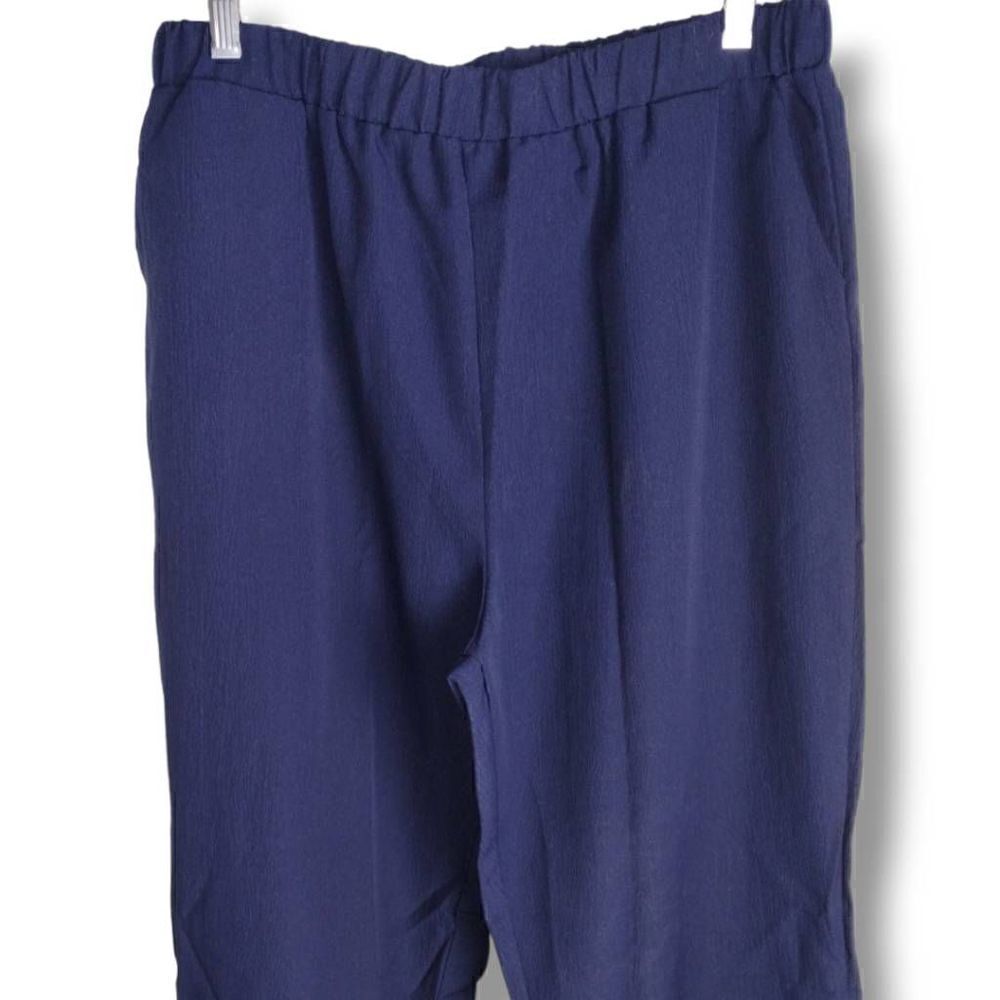 Womens Navy Pants Sz 2X Ankle Cropped Elastic Crepe Casual Elastic - Picture 5 of 10